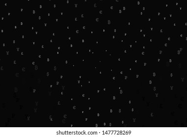 Dark Gray vector layout with banking symbols. Blurred design in simple style with symbols of currency. Pattern for trader ads, booklets, leaflets.