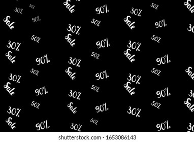Dark Gray vector layout with discount of 30, 50, 90%. Shining colorful illustration with isolated selling prices. Pattern for ads, posters, banners of sales.