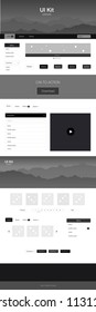 Dark Gray vector Material Design Kit with hills. Colorful Style guide with mountains on abstract background. Template for landing pages of leisure.