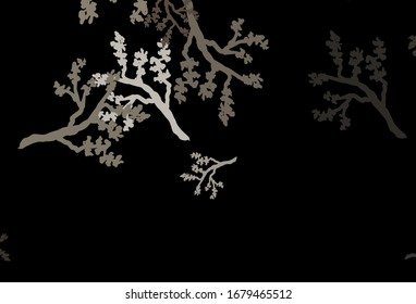 Dark Gray vector natural backdrop with branches. Sketchy doodles on white background. Hand painted design for web, wrapping.