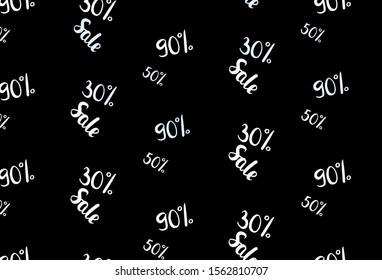 Dark Gray vector pattern with 30, 50, 90 percentage signs. Shining colorful illustration with isolated selling prices. Backdrop for super sales on Black Friday.