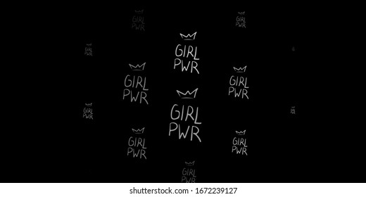 Dark Gray vector pattern with feminism elements. Simple design in abstract style with women’s rights activism. Design for International Women’s Day.