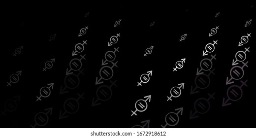 Dark Gray vector pattern with feminism elements. Illustration with signs of women's strength and power. Elegant design for wallpapers.