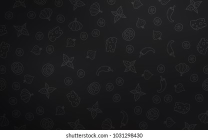 Dark Gray vector pattern with fresh ingredients. Decorative shining illustration with food on abstract template. Pattern for menu of cafes, bars, restaurants.