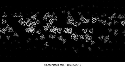 Dark Gray vector pattern with magic elements. Illustration with magical signs of spiritual power. Simple design for occult depiction.