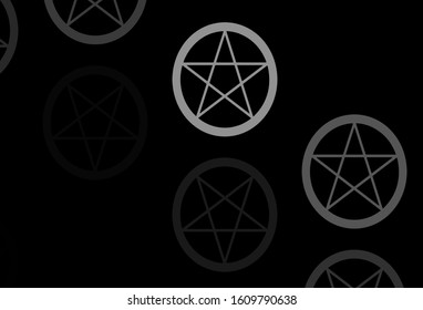 Dark Gray vector pattern with magic elements. Colorful mystic symbols with a gradient in ancient style. Best design halloween events.