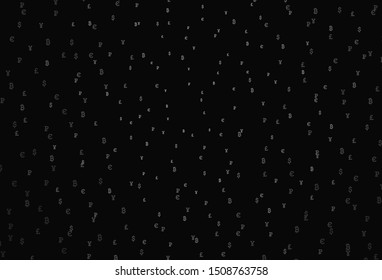Dark Gray vector pattern with symbols of currency. Blurred design in simple style with symbols of currency. Pattern for bank ads, posters, banners.