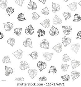 Dark Gray vector seamless abstract pattern with leaves. Modern geometrical abstract illustration with leaves. Pattern for design of window blinds, curtains.