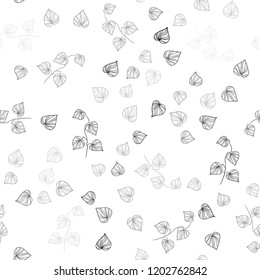 Dark Gray vector seamless abstract pattern with leaves. Blurred decorative design in Indian style with leaves. Pattern for trendy fabric, wallpapers.