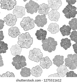 Dark Gray vector seamless abstract pattern with flowers. Colorful illustration in doodle style with flowers. Texture for window blinds, curtains.