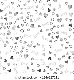 Dark Gray vector seamless backdrop with phrase LOVE YOU, hearts. Colorful illustration with quote LOVE YOU, hearts. Design for wallpaper, fabric makers.