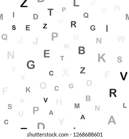 Dark Gray vector seamless background with signs of alphabet. Shining colorful illustration with isolated letters. Texture for window blinds, curtains.