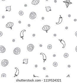 Dark Gray vector seamless cover with cuisine gourmet. Fast Food on blurred abstract background with colorful gradient. Pattern for ads of breakfast, lunch, dinner.
