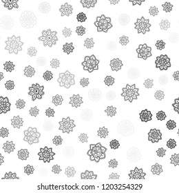 Dark Gray vector seamless cover with beautiful snowflakes. Decorative shining illustration with snow on abstract template. Trendy design for wallpaper, fabric makers.