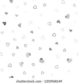 Dark Gray vector seamless cover with Shining hearts. Blurred decorative design in doodle style with hearts. Template for Valentine's greeting postcards.