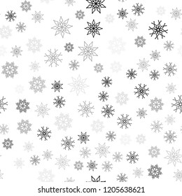 Dark Gray vector seamless cover with beautiful snowflakes. Glitter abstract illustration with crystals of ice. Design for textile, fabric, wallpapers.