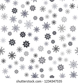 Dark Gray vector seamless cover with beautiful snowflakes. Snow on blurred abstract background with gradient. Pattern for design of fabric, wallpapers.