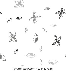 Dark Gray vector seamless doodle pattern with leaves. Creative illustration in blurred style with leaves. Design for textile, fabric, wallpapers.