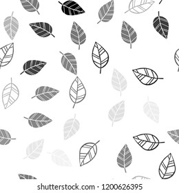 Dark Gray vector seamless doodle pattern with leaves. leaves on blurred abstract background with gradient. Pattern for design of fabric, wallpapers.