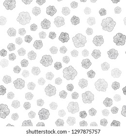 Dark Gray vector seamless doodle layout with flowers. Colorful illustration in doodle style with flowers. Texture for window blinds, curtains.