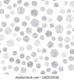Dark Gray vector seamless doodle pattern with flowers. Creative illustration in blurred style with flowers. Design for textile, fabric, wallpapers.
