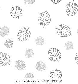 Dark Gray vector seamless doodle template with flowers, leaves. Shining colored illustration with leaves and flowers. Texture for window blinds, curtains.