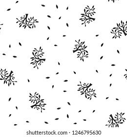Dark Gray vector seamless elegant background with leaves, branches. Shining colored illustration with leaves and branches. Design for textile, fabric, wallpapers.