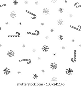 Dark Gray vector seamless layout with christmas sweet desserts.