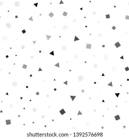 Dark Gray vector seamless layout with circles, lines, rectangles. Illustration with colorful circles, triangles, rectangles. Pattern for design of window blinds, curtains.