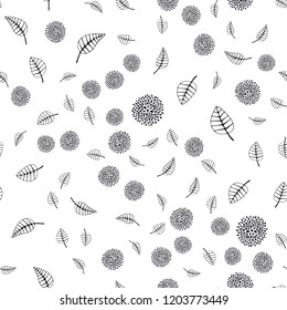 Dark Gray vector seamless natural background with leaves, flowers. Creative illustration in blurred style with leaves, flowers. Pattern for design of fabric, wallpapers.