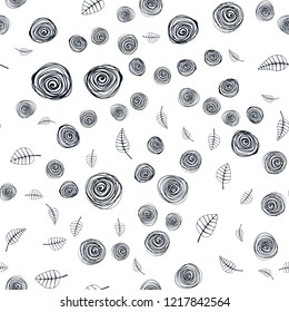 Dark Gray vector seamless natural backdrop with leaves and flowers. Brand new colored illustration with leaves and flowers. Design for textile, fabric, wallpapers.