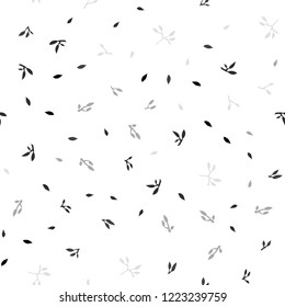 Dark Gray vector seamless natural background with leaves. An elegant bright illustration with leaves in Natural style. Pattern for design of window blinds, curtains.