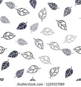 Dark Gray vector seamless natural backdrop with leaves. Sketchy doodles with leaves on blurred background. Pattern for design of window blinds, curtains.