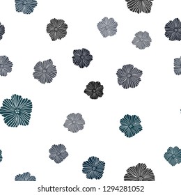 Dark Gray vector seamless natural background with flowers. Glitter abstract illustration with flowers. Texture for window blinds, curtains.