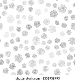 Dark Gray vector seamless natural backdrop with flowers. Colorful illustration with flowers in doodle style. Pattern for trendy fabric, wallpapers.
