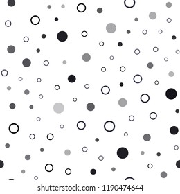 Dark Gray vector seamless pattern with spheres. Glitter abstract illustration with blurred drops of rain. Pattern for design of window blinds, curtains.