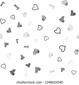 Dark Gray vector seamless pattern with phrase LOVE YOU, hearts. Colorful gradient phrase LOVE YOU, hearts in abstract style. Design for wallpaper, fabric makers.