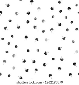 Dark Gray vector seamless pattern with coffee beans, cups. Decorative gradient design of coffee cups and beans. Design for ad, poster, banner of cafes, restaurants.