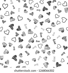 Dark Gray vector seamless pattern with phrase LOVE YOU, hearts. Romantic illustration with colorful phrase LOVE YOU, hearts. Pattern for trendy fabric, wallpapers.