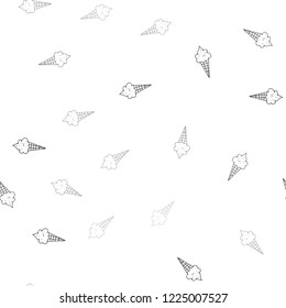 Dark Gray vector seamless template with tasty ice-cream. Beautiful colorful illustration with ice-cream cones. Pattern for ads of breakfast, lunch, dinner.