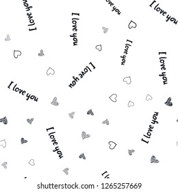 Dark Gray vector seamless template with doodle hearts. Illustration with hearts in love concept for valentine's day. Pattern for marriage gifts, congratulations.