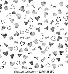 Dark Gray vector seamless texture with words LOVE YOU, hearts. Colorful illustration with quote LOVE YOU, hearts. Design for wallpaper, fabric makers.