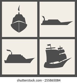 dark gray vector ship icons