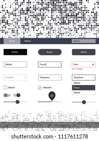 Dark Gray vector style guide with circles. Beautiful ui ux kit with colorful dots in its header. Simple colorful design for websites.