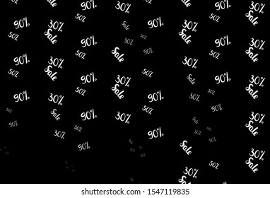 Dark Gray vector template with 30, 50, 90% selling. Shining colorful illustration with isolated selling prices. Backdrop for super sales on Black Friday.