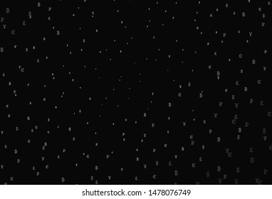 Dark Gray vector template with currency. Abstract illustration with colored financial digital symbols. Pattern for trader ads, booklets, leaflets.