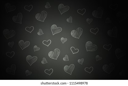 Dark Gray vector template with doodle hearts. Decorative shining illustration with hearts on abstract template. Template for Valentine's greeting postcards.