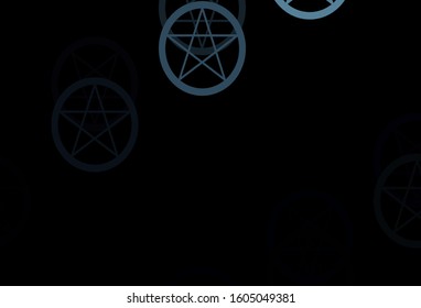 Dark Gray vector template with esoteric signs. Illustration with magical signs of spiritual power. Best design halloween events.