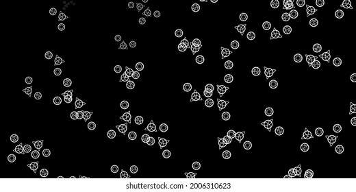 Dark Gray vector template with esoteric signs. Illustration with magical signs of spiritual power. Background for esoteric, mystic designs.