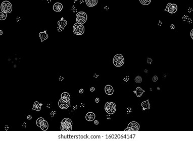 Dark Gray vector template with organic meal. Beautiful colorful illustration with food in doodle style. Pattern for ad, booklets, leaflets of restaurants.